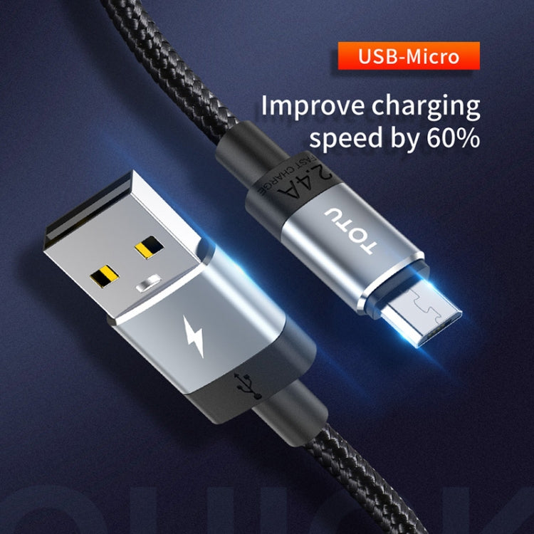 TOTUDESIGN Speedy Series BM-001 2.4A Micro USB Interface Data Sync Fast Charge Data Cable, Cable Length: 25cm(Grey)