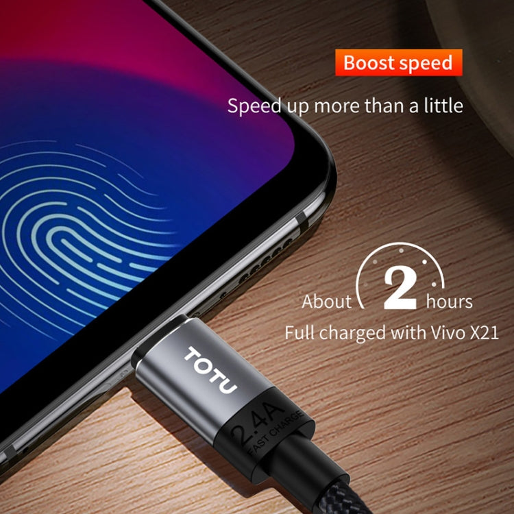 TOTUDESIGN Speedy Series BM-001 2.4A Micro USB Interface Data Sync Fast Charge Data Cable, Cable Length: 25cm(Grey)