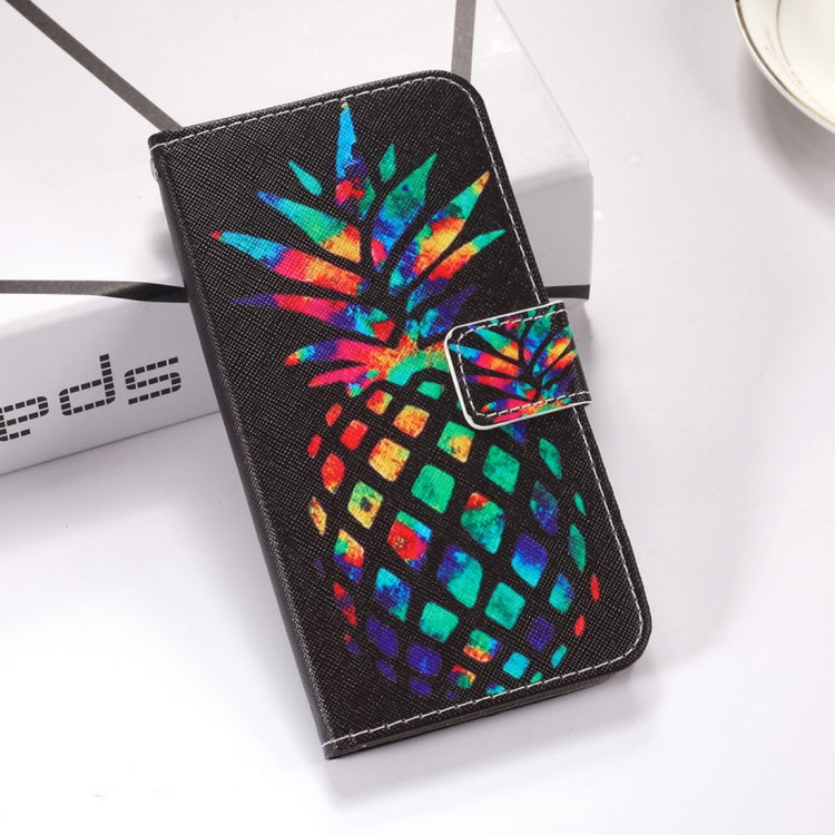 Colorful Pineapple Pattern Colored Drawing Horizontal Flip Leather Case for Galaxy A50, with Holder & Card Slots & Wallet & Lanyard
