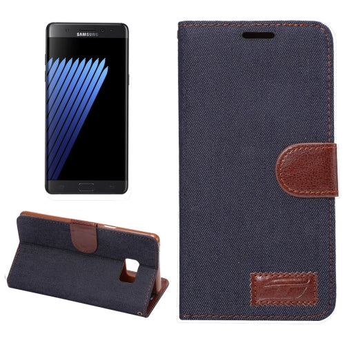 For Galaxy Note 7 / N930 Cowboy Cloth Texture Magnetic Adsorption Horizontal Flip Leather Case with Card Slot & Holder & Wallet