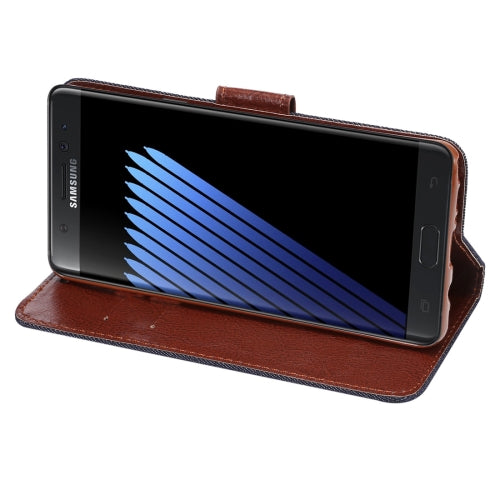 For Galaxy Note 7 / N930 Cowboy Cloth Texture Magnetic Adsorption Horizontal Flip Leather Case with Card Slot & Holder & Wallet