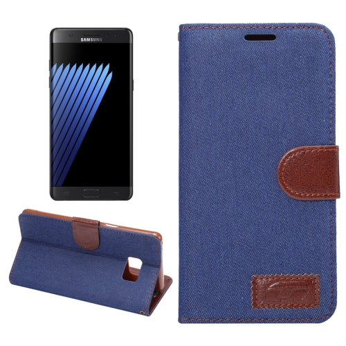 For Galaxy Note 7 / N930 Cowboy Cloth Texture Magnetic Adsorption Horizontal Flip Leather Case with Card Slot & Holder & Wallet