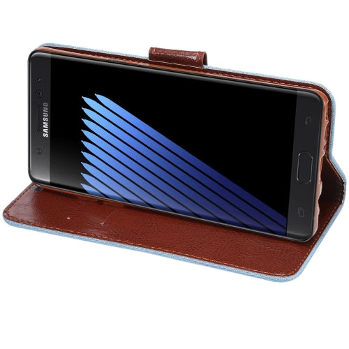 For Galaxy Note 7 / N930 Cowboy Cloth Texture Magnetic Adsorption Horizontal Flip Leather Case with Card Slot & Holder & Wallet