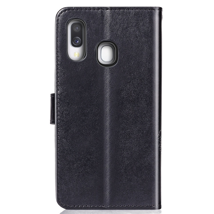 Lucky Clover Pressed Flowers Pattern Leather Case for Galaxy A40, with Holder & Card Slots & Wallet & Hand Strap