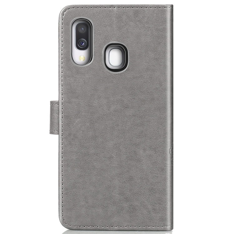 Lucky Clover Pressed Flowers Pattern Leather Case for Galaxy A40, with Holder & Card Slots & Wallet & Hand Strap