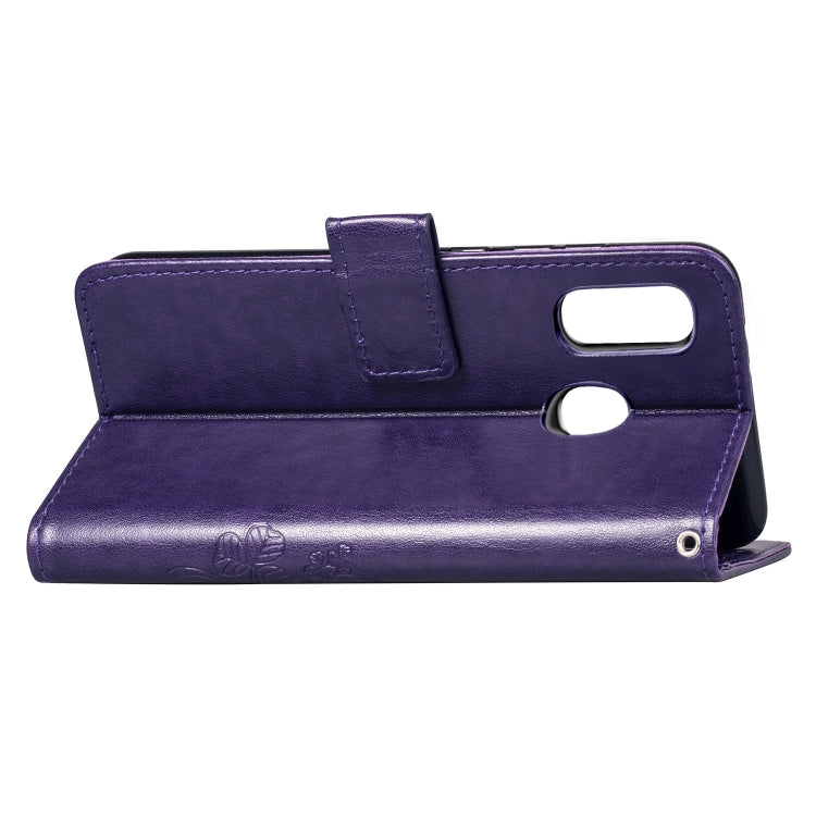 Lucky Clover Pressed Flowers Pattern Leather Case for Galaxy A40, with Holder & Card Slots & Wallet & Hand Strap