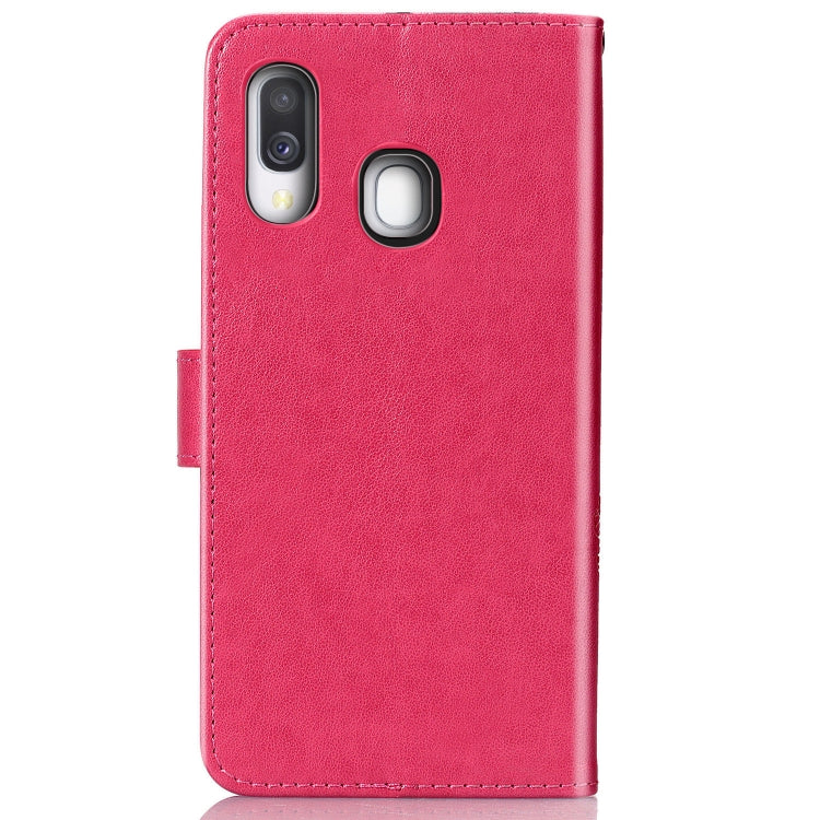 Lucky Clover Pressed Flowers Pattern Leather Case for Galaxy A40, with Holder & Card Slots & Wallet & Hand Strap