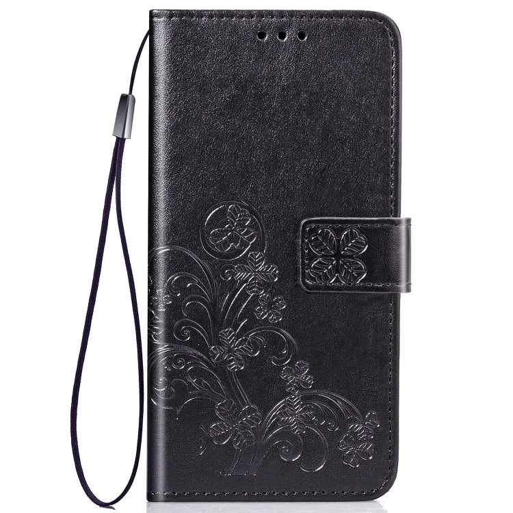 Lucky Clover Pressed Flowers Pattern Leather Case for Galaxy A50, with Holder & Card Slots & Wallet & Hand Strap