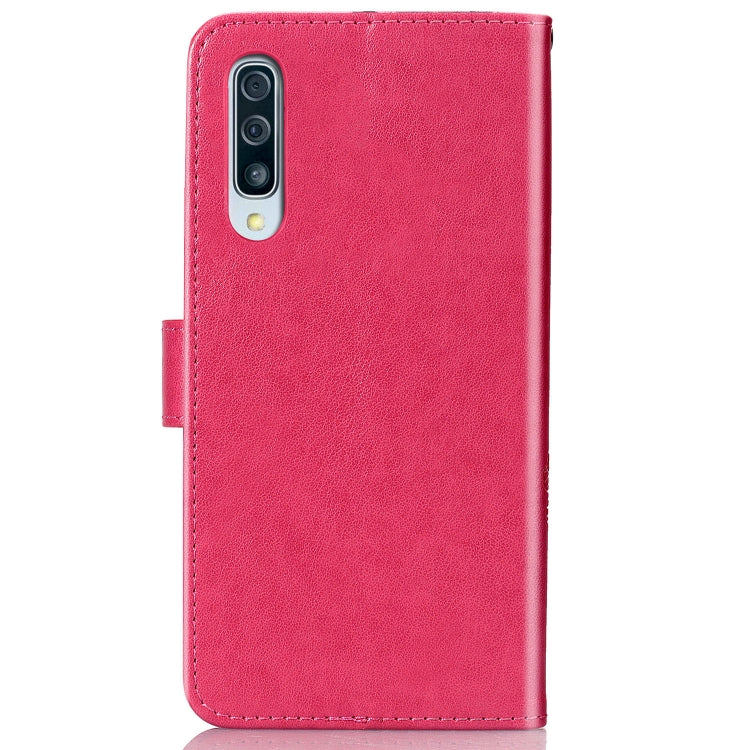 Lucky Clover Pressed Flowers Pattern Leather Case for Galaxy A50, with Holder & Card Slots & Wallet & Hand Strap