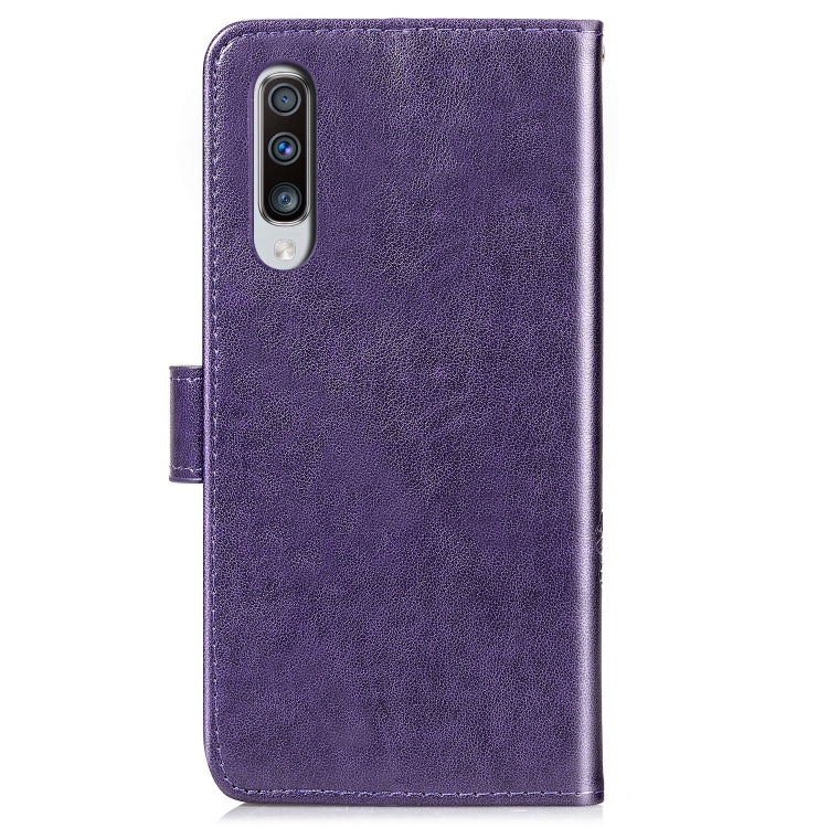 Lucky Clover Pressed Flowers Pattern Leather Case for Galaxy A70, with Holder & Card Slots & Wallet & Hand Strap