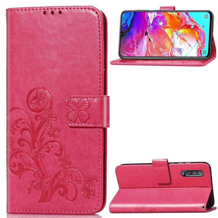 Lucky Clover Pressed Flowers Pattern Leather Case for Galaxy A70, with Holder & Card Slots & Wallet & Hand Strap