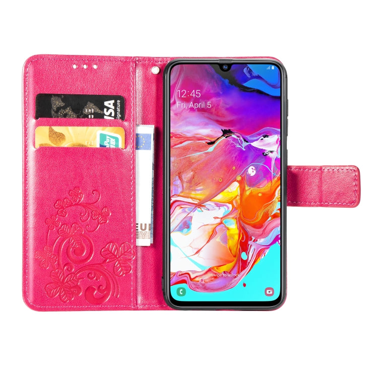 Lucky Clover Pressed Flowers Pattern Leather Case for Galaxy A70, with Holder & Card Slots & Wallet & Hand Strap