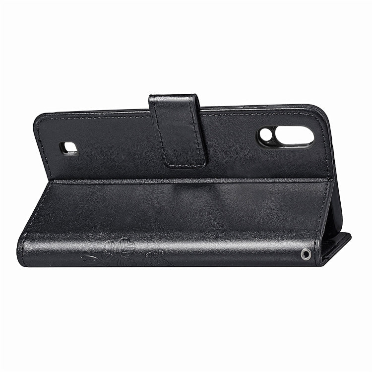 Lucky Clover Pressed Flowers Pattern Leather Case for Galaxy M10, with Holder & Card Slots & Wallet & Hand Strap