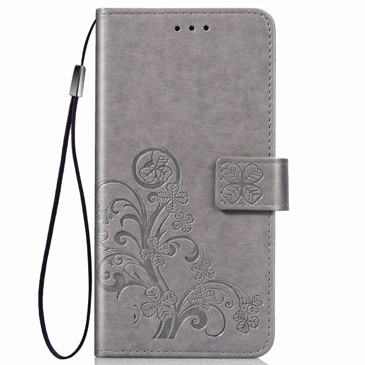 Lucky Clover Pressed Flowers Pattern Leather Case for Galaxy M10, with Holder & Card Slots & Wallet & Hand Strap