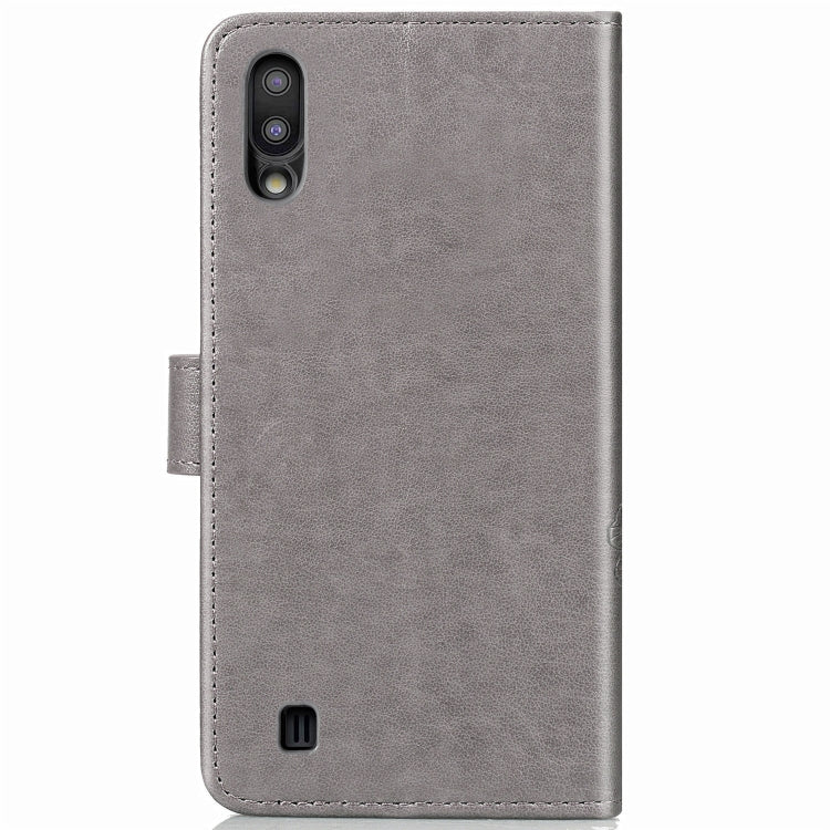 Lucky Clover Pressed Flowers Pattern Leather Case for Galaxy M10, with Holder & Card Slots & Wallet & Hand Strap