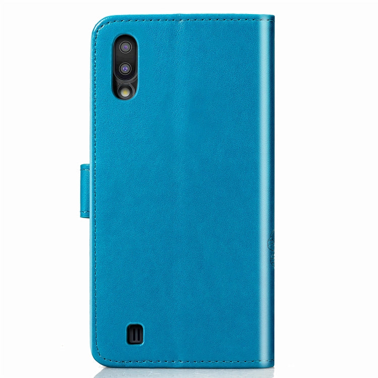 Lucky Clover Pressed Flowers Pattern Leather Case for Galaxy M10, with Holder & Card Slots & Wallet & Hand Strap