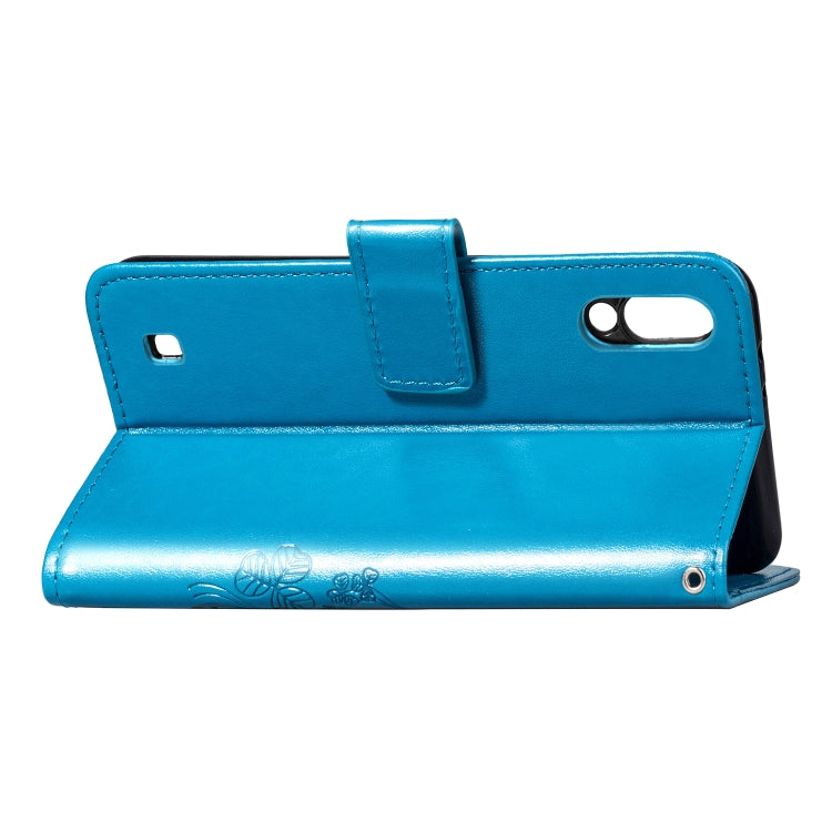 Lucky Clover Pressed Flowers Pattern Leather Case for Galaxy M10, with Holder & Card Slots & Wallet & Hand Strap