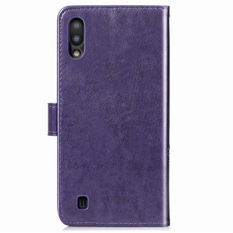Lucky Clover Pressed Flowers Pattern Leather Case for Galaxy M10, with Holder & Card Slots & Wallet & Hand Strap