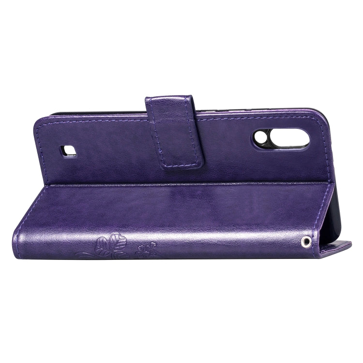 Lucky Clover Pressed Flowers Pattern Leather Case for Galaxy M10, with Holder & Card Slots & Wallet & Hand Strap