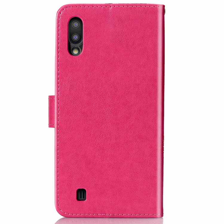 Lucky Clover Pressed Flowers Pattern Leather Case for Galaxy M10, with Holder & Card Slots & Wallet & Hand Strap