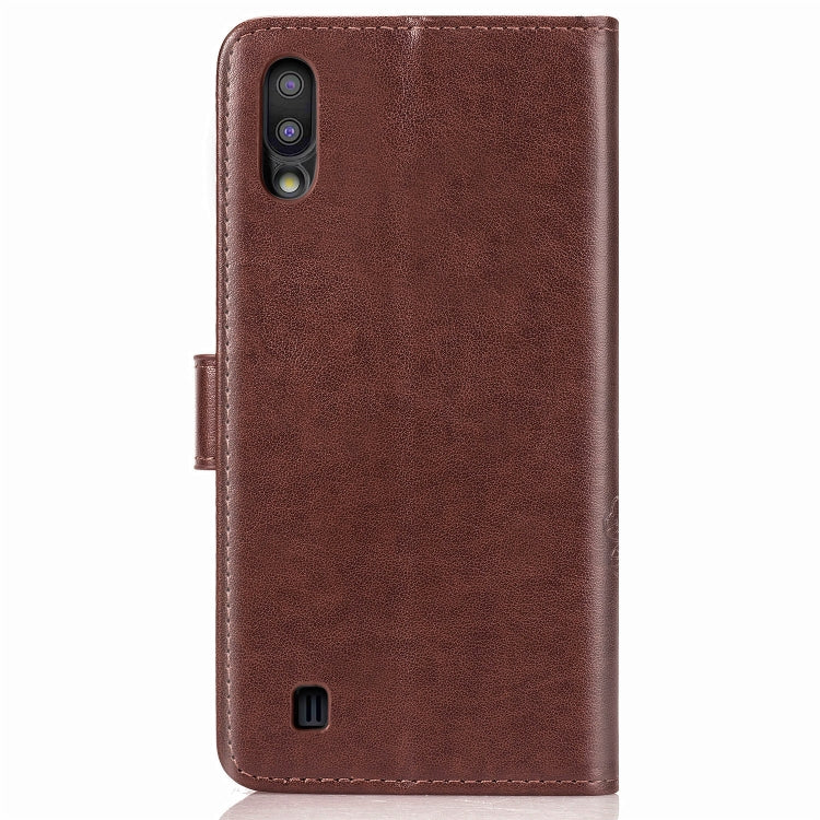 Lucky Clover Pressed Flowers Pattern Leather Case for Galaxy M10, with Holder & Card Slots & Wallet & Hand Strap
