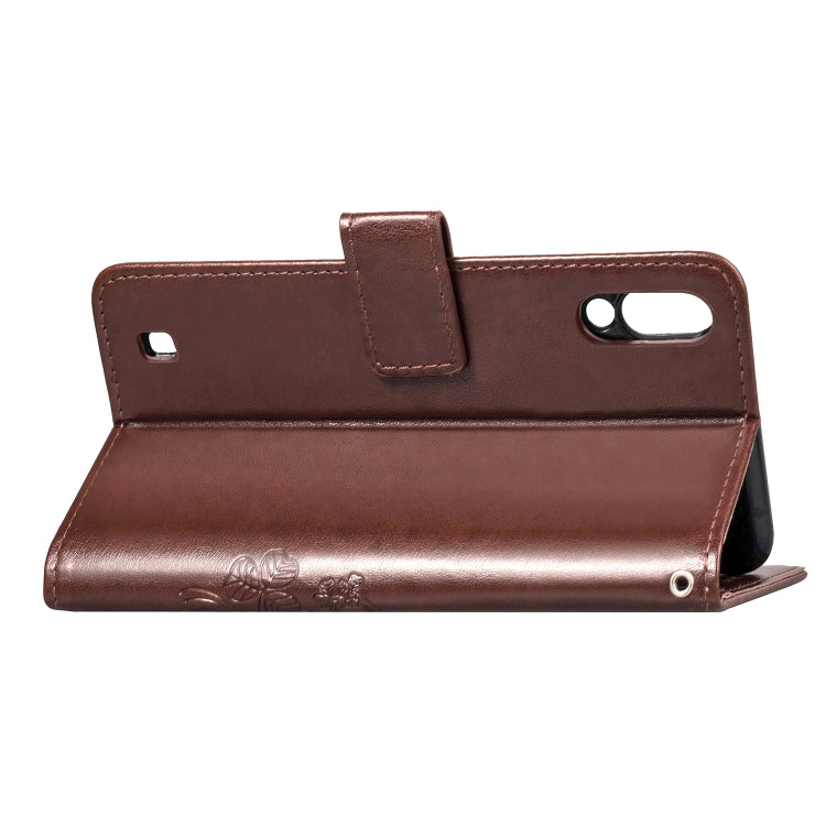 Lucky Clover Pressed Flowers Pattern Leather Case for Galaxy M10, with Holder & Card Slots & Wallet & Hand Strap