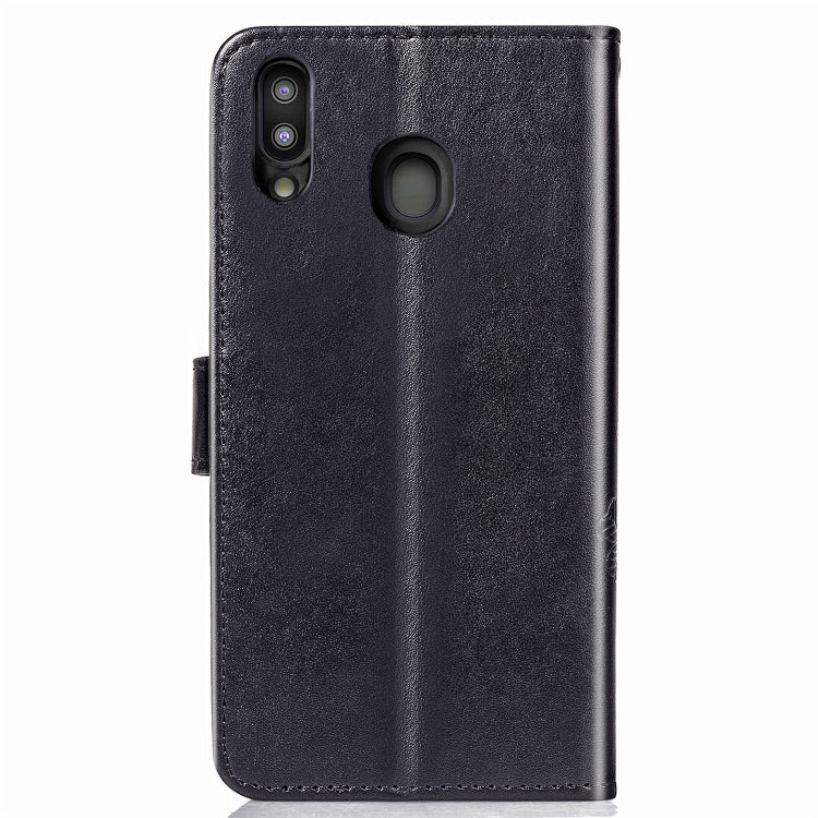 Lucky Clover Pressed Flowers Pattern Leather Case for Galaxy M20, with Holder & Card Slots & Wallet & Hand Strap