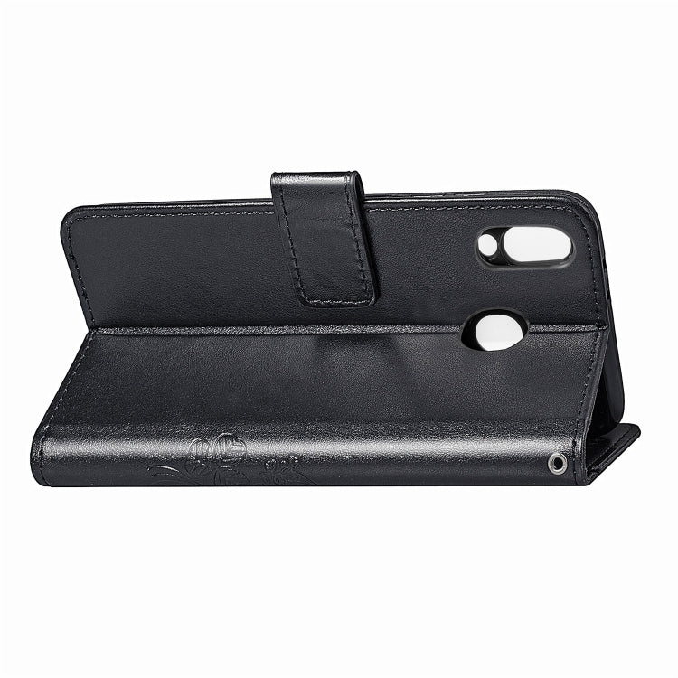 Lucky Clover Pressed Flowers Pattern Leather Case for Galaxy M20, with Holder & Card Slots & Wallet & Hand Strap