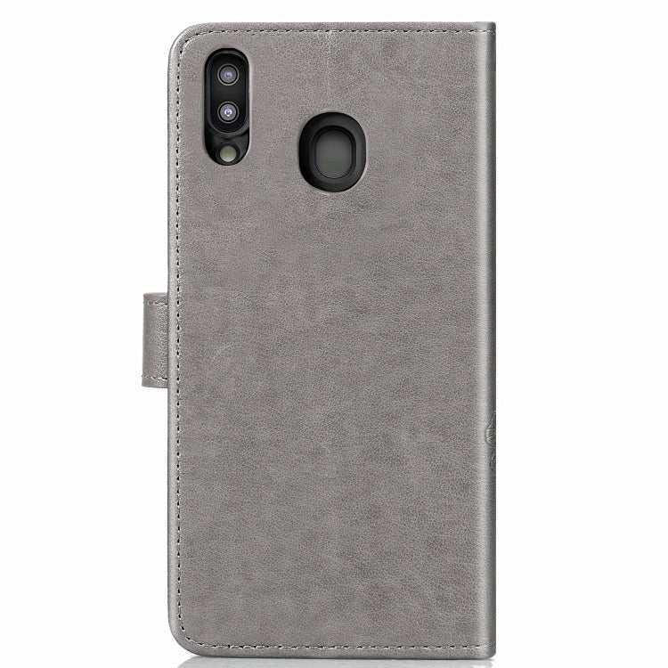 Lucky Clover Pressed Flowers Pattern Leather Case for Galaxy M20, with Holder & Card Slots & Wallet & Hand Strap