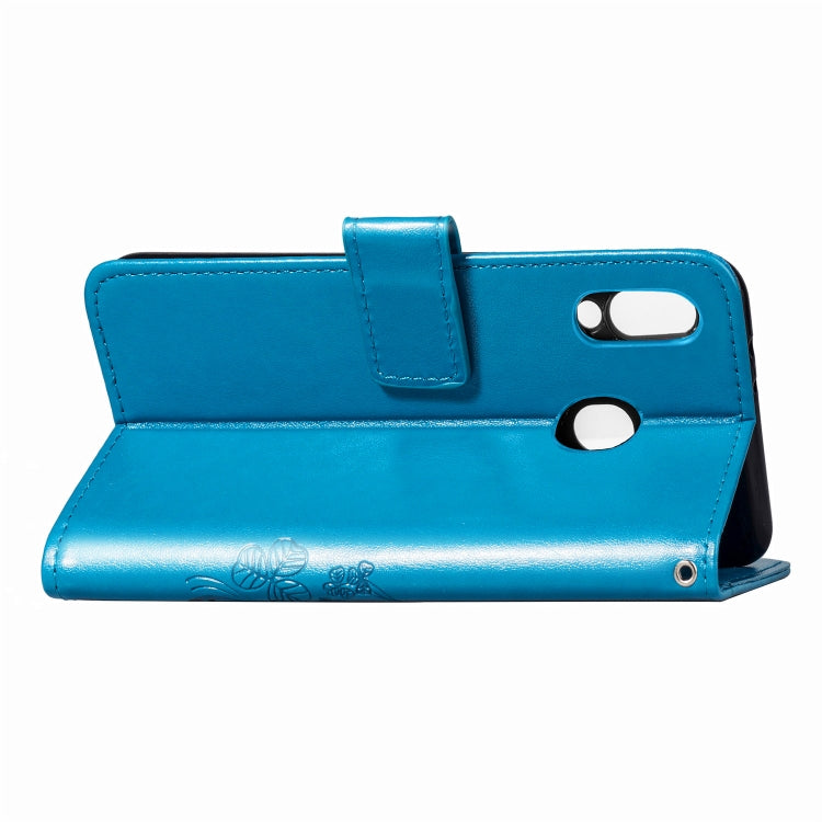 Lucky Clover Pressed Flowers Pattern Leather Case for Galaxy M20, with Holder & Card Slots & Wallet & Hand Strap