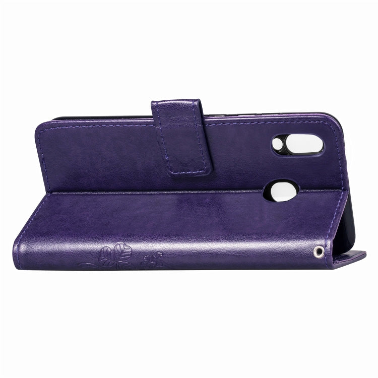 Lucky Clover Pressed Flowers Pattern Leather Case for Galaxy M20, with Holder & Card Slots & Wallet & Hand Strap