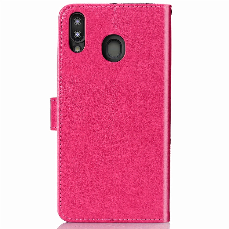 Lucky Clover Pressed Flowers Pattern Leather Case for Galaxy M20, with Holder & Card Slots & Wallet & Hand Strap