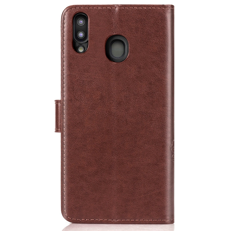 Lucky Clover Pressed Flowers Pattern Leather Case for Galaxy M20, with Holder & Card Slots & Wallet & Hand Strap