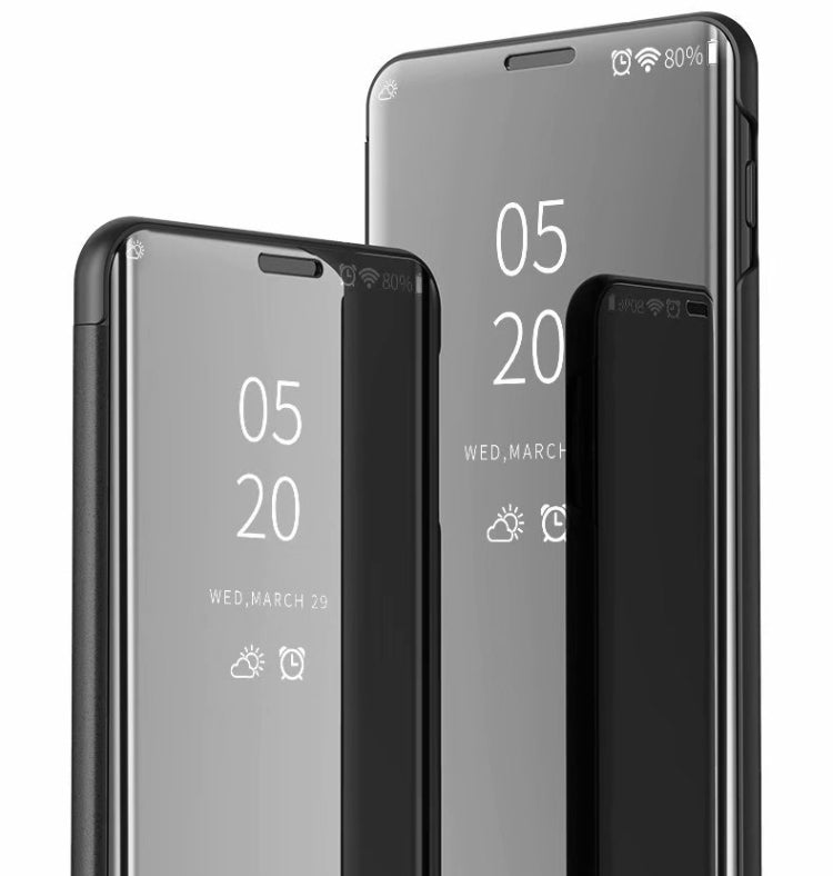 Electroplating Mirror Horizontal Flip Leather Case for Galaxy A40 , with Holder