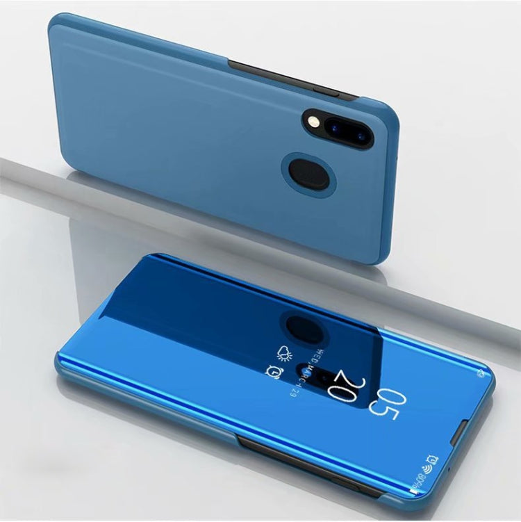 Electroplating Mirror Horizontal Flip Leather Case for Galaxy A40 , with Holder
