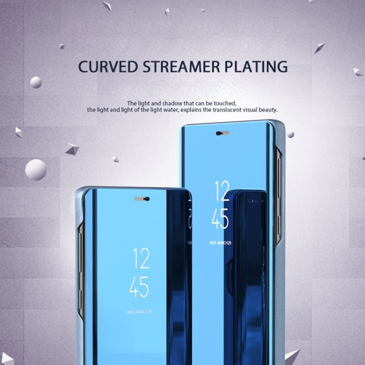 Electroplating Mirror Horizontal Flip Leather Case for Galaxy A50 , with Holder