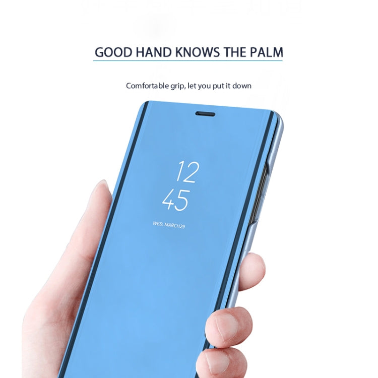 Electroplating Mirror Horizontal Flip Leather Case for Galaxy A50 , with Holder
