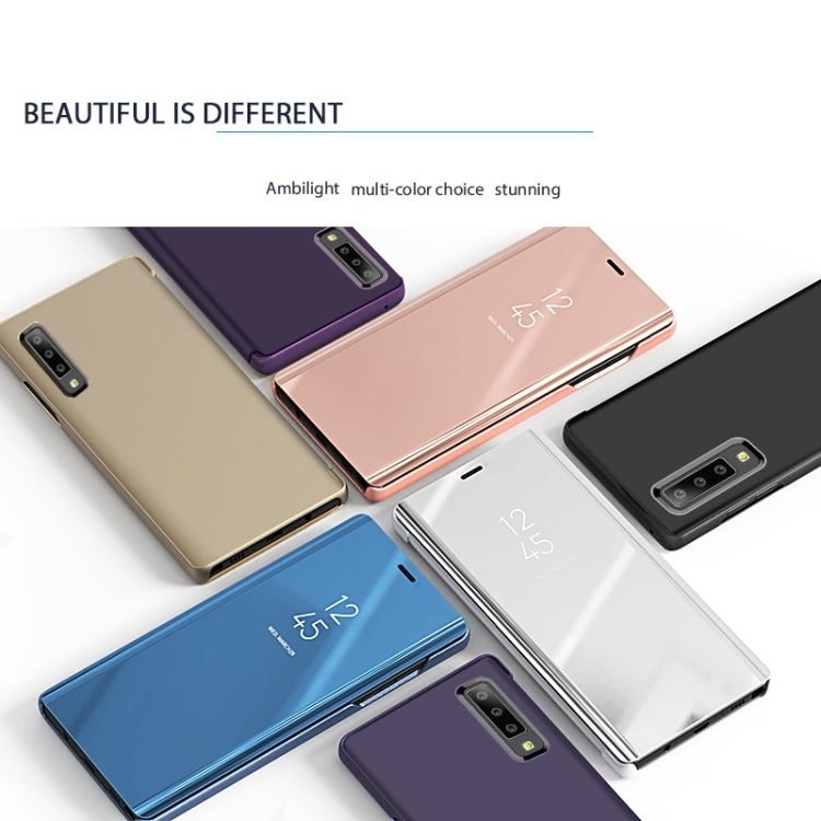 Electroplating Mirror Horizontal Flip Leather Case for Galaxy A70 , with Holder