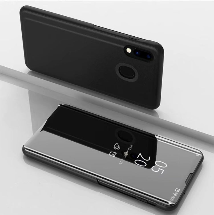 Electroplating Mirror Horizontal Flip Leather Case for Galaxy M30 , with Holder