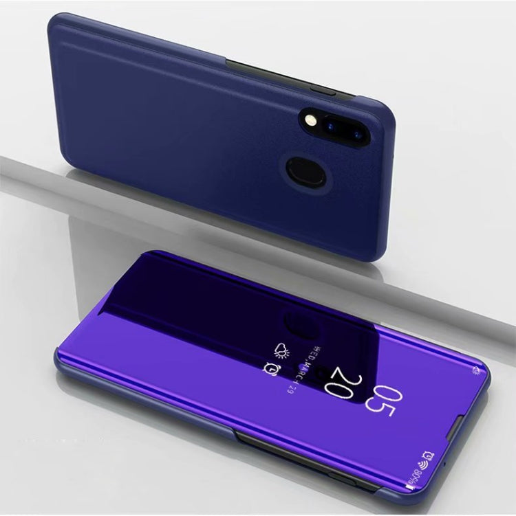 Electroplating Mirror Horizontal Flip Leather Case for Galaxy M30 , with Holder