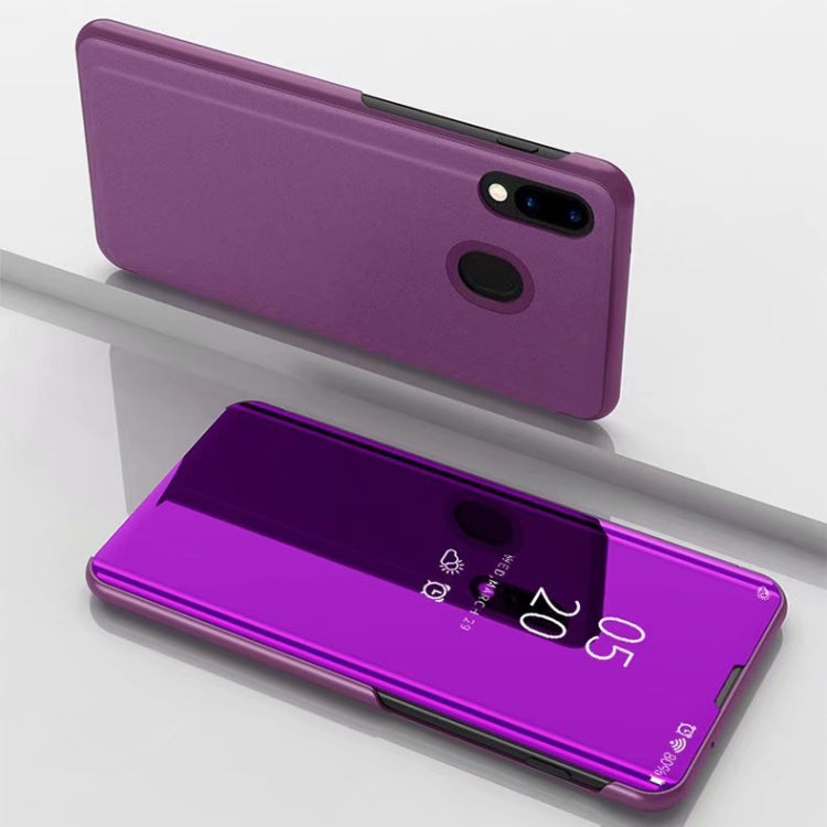 Electroplating Mirror Horizontal Flip Leather Case for Galaxy M30 , with Holder