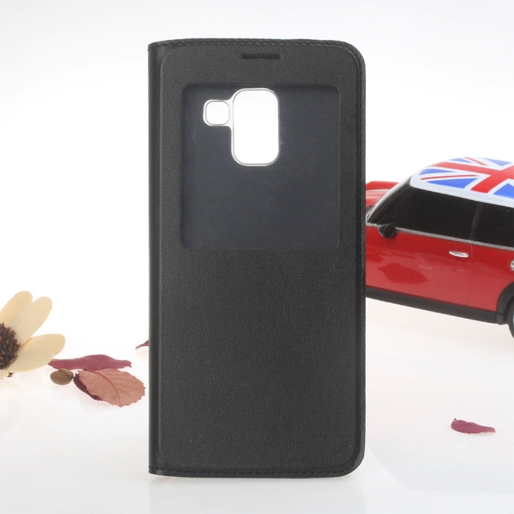 For Galaxy A8 (2018) Litchi Texture Horizontal Flip Leather Case with Call Display ID