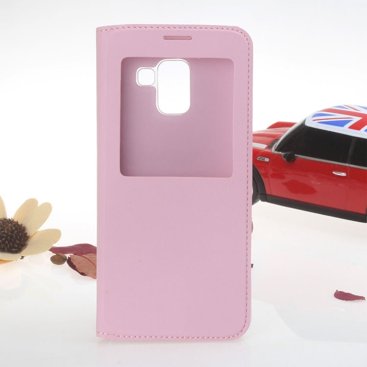 For Galaxy A8 (2018) Litchi Texture Horizontal Flip Leather Case with Call Display ID