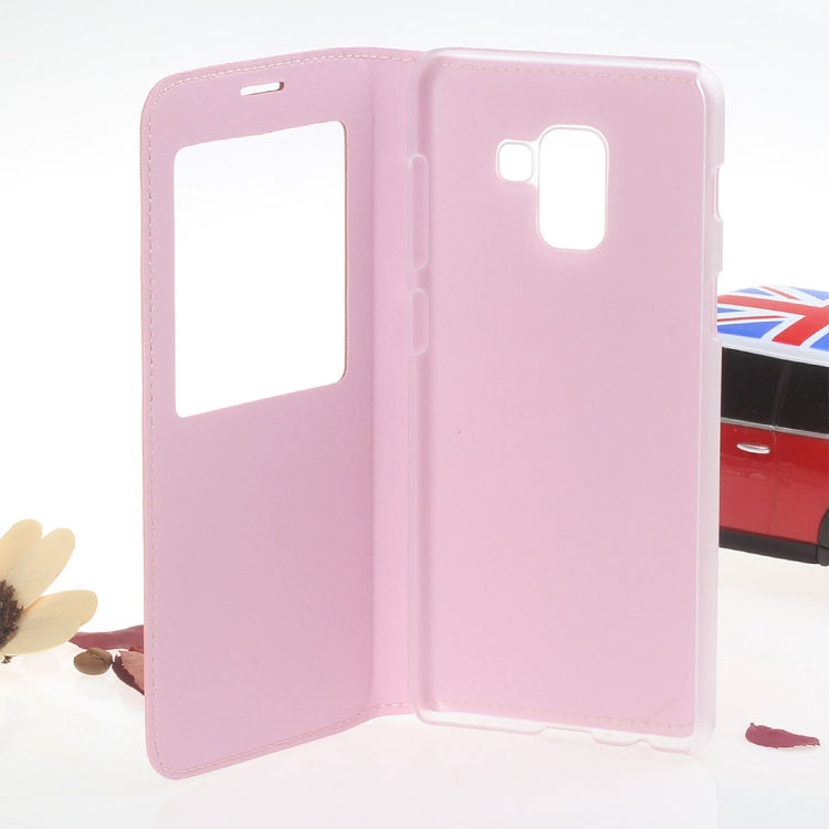 For Galaxy A8 (2018) Litchi Texture Horizontal Flip Leather Case with Call Display ID