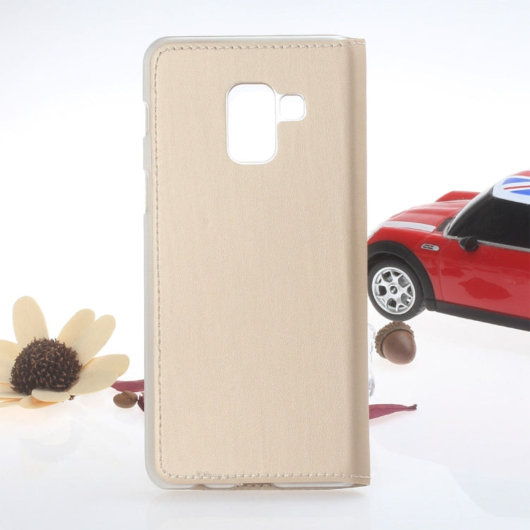 For Galaxy A8 (2018) Litchi Texture Horizontal Flip Leather Case with Call Display ID