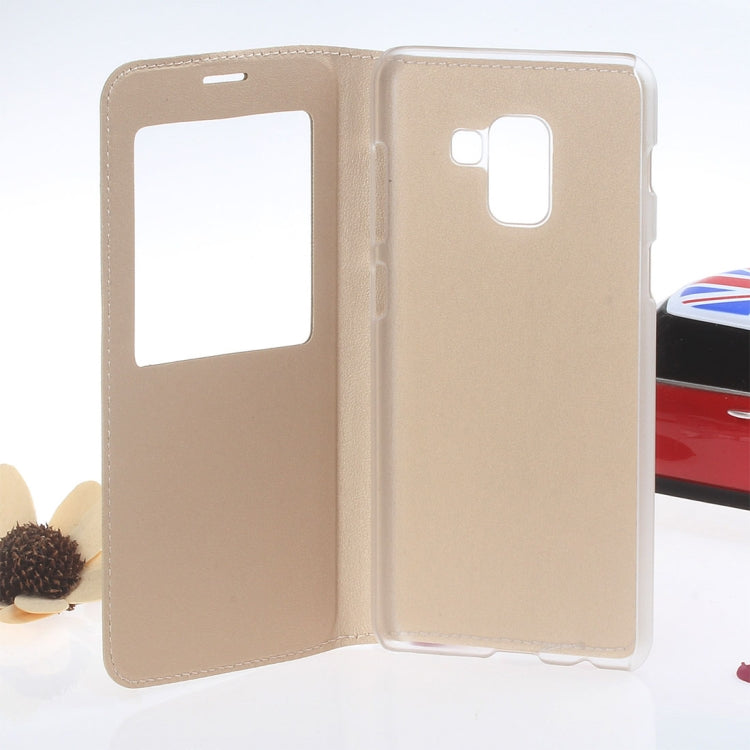 For Galaxy A8 (2018) Litchi Texture Horizontal Flip Leather Case with Call Display ID