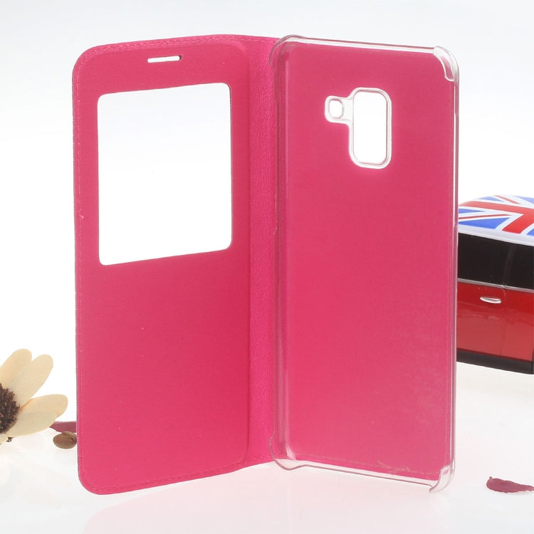 For Galaxy A8 (2018) Litchi Texture Horizontal Flip Leather Case with Call Display ID