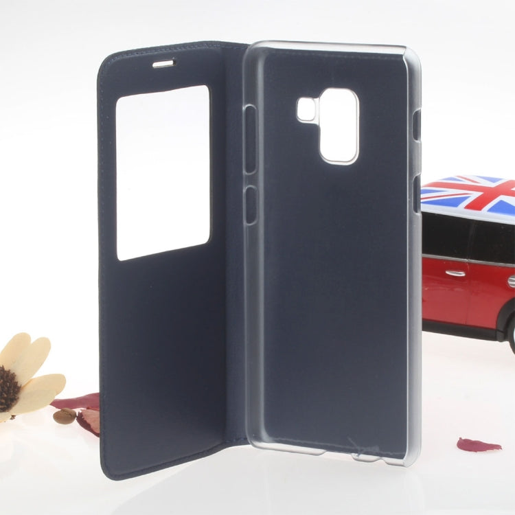 For Galaxy A8 (2018) Litchi Texture Horizontal Flip Leather Case with Call Display ID
