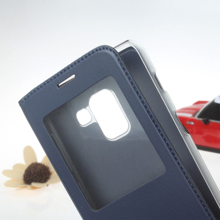 For Galaxy A8 (2018) Litchi Texture Horizontal Flip Leather Case with Call Display ID