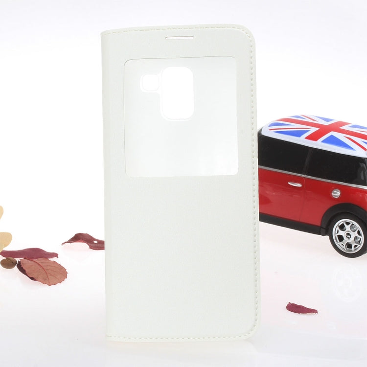 For Galaxy A8 (2018) Litchi Texture Horizontal Flip Leather Case with Call Display ID